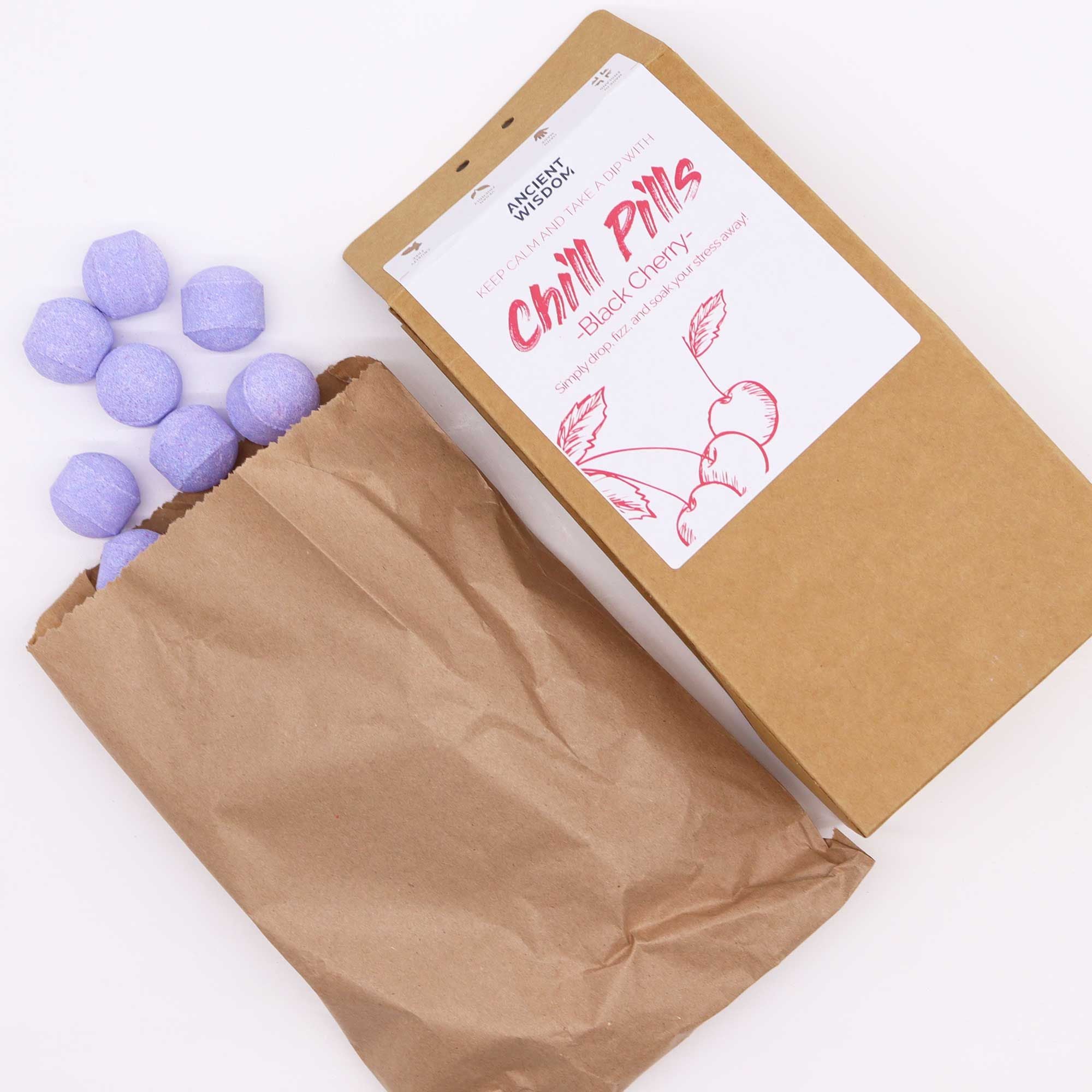 Black Cherry Chill Pills — Bath Bombs Gift Pack (350g)